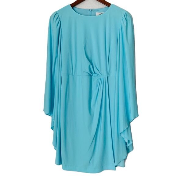 Belle Badgley Mischka Dress Women 4 Maeve Sky Blue Faux Wrap Fairy Cocktail NWT - Picture 1 of 12